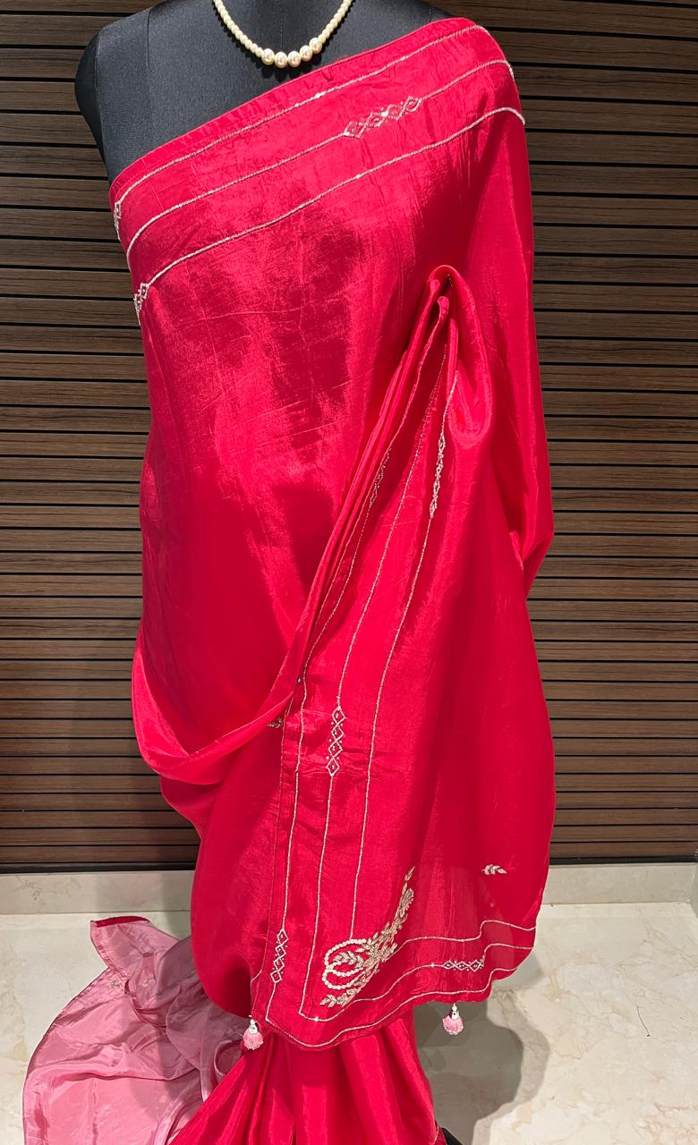 Sara Red Embroided Saree | Swathi Nanda Sarees