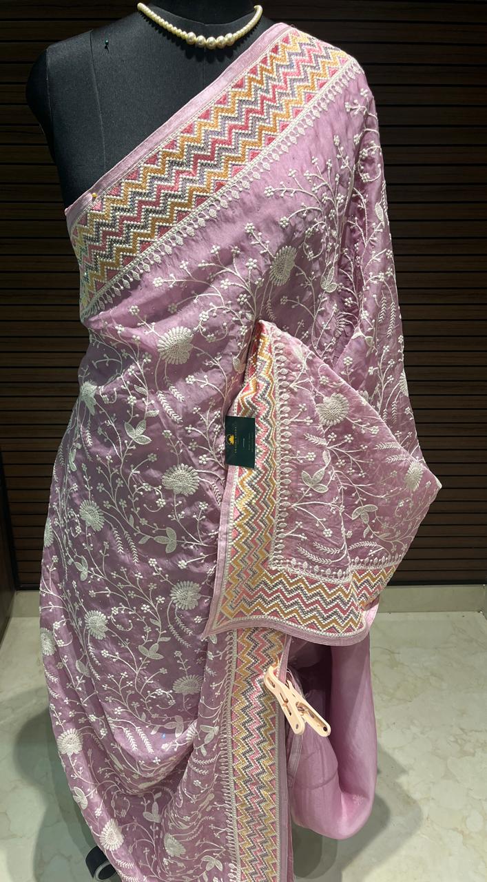 Sia Lavender embroidered Organza Saree | Swathi Nanda Saree