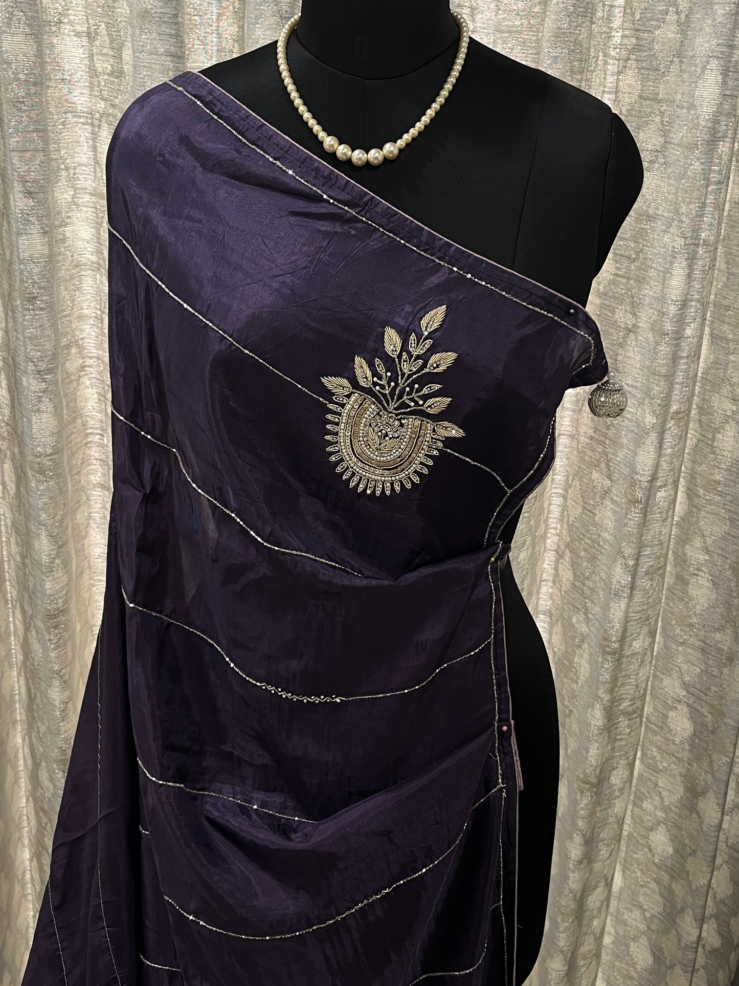 Sara Violet Embroided Saree | Swathi Nanda Sarees