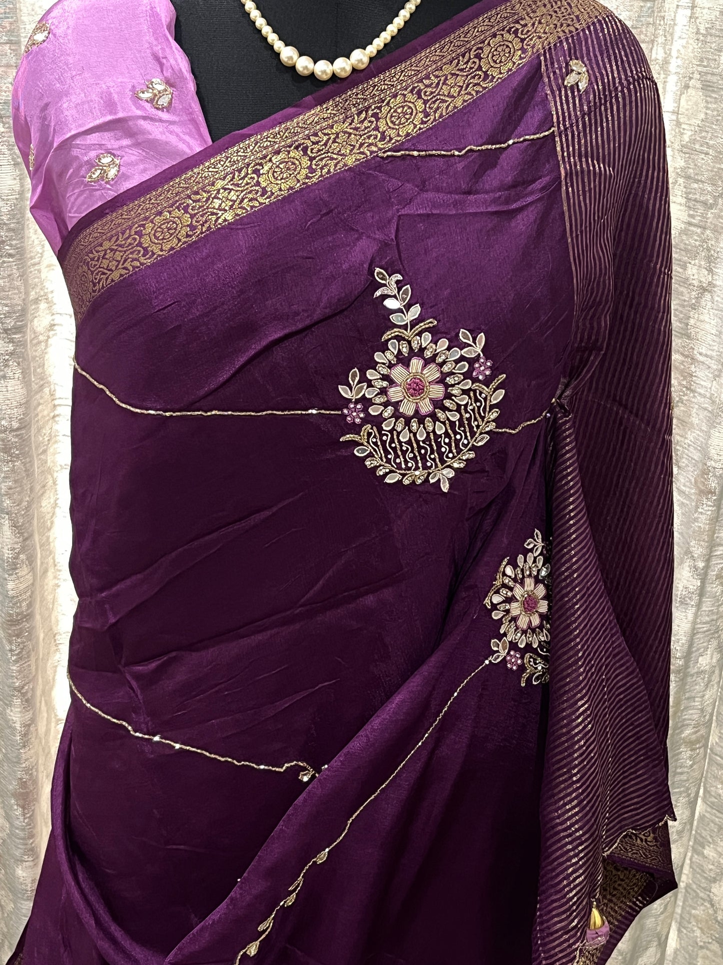 Sara Purple Embroided Saree | Swathi Nanda Sarees