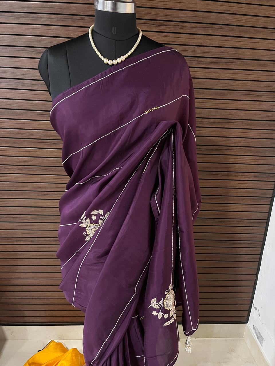 Sara Purple Embroided Saree | Swathi Nanda Sarees