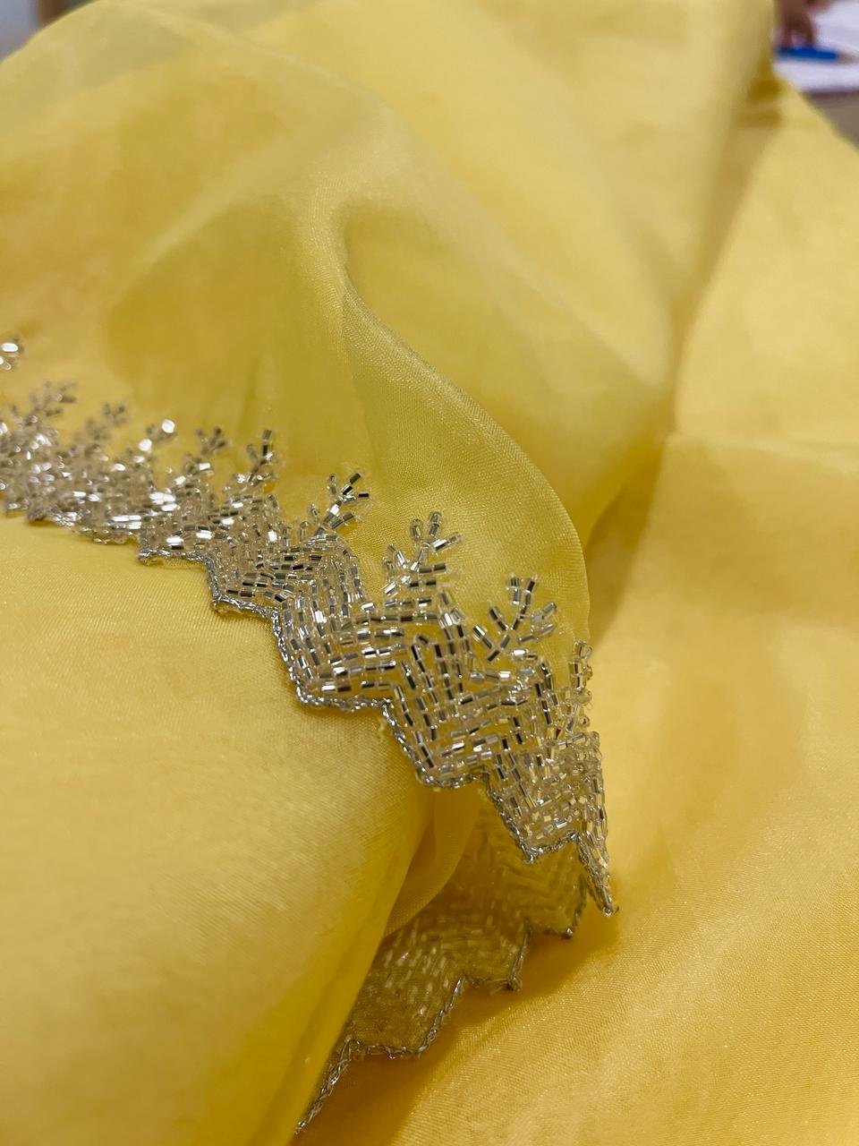 Yellow Organza Saree | Swathi Nanda Sarees