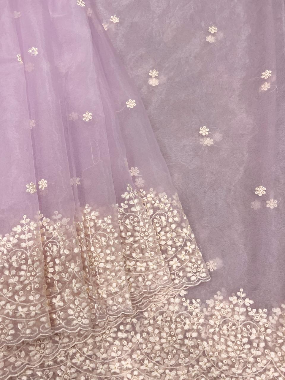 Lavender Organza Saree