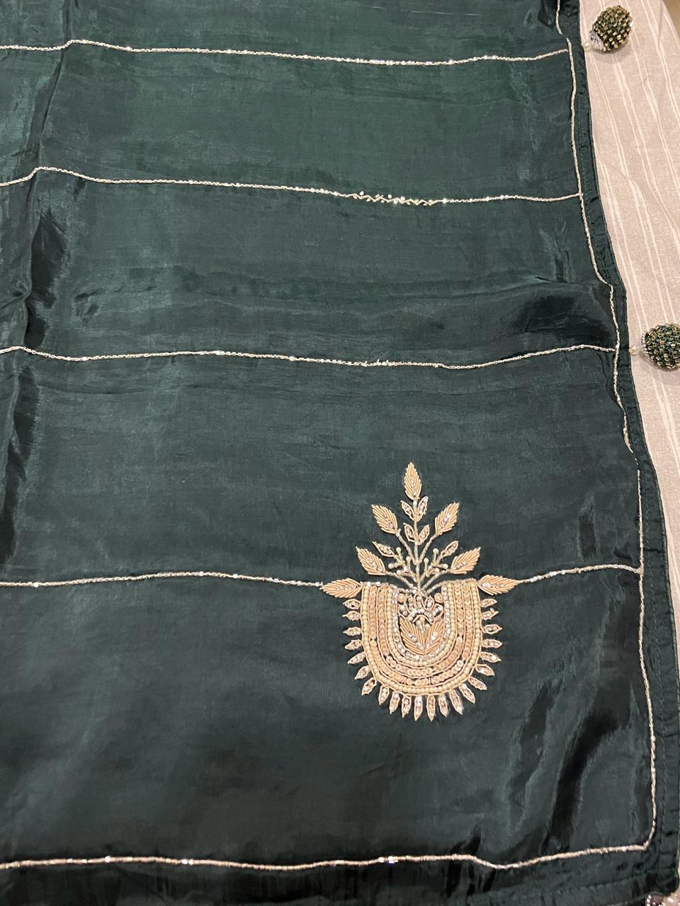 Sara Teal Green Embroided Saree | Swathi Nanda Sarees