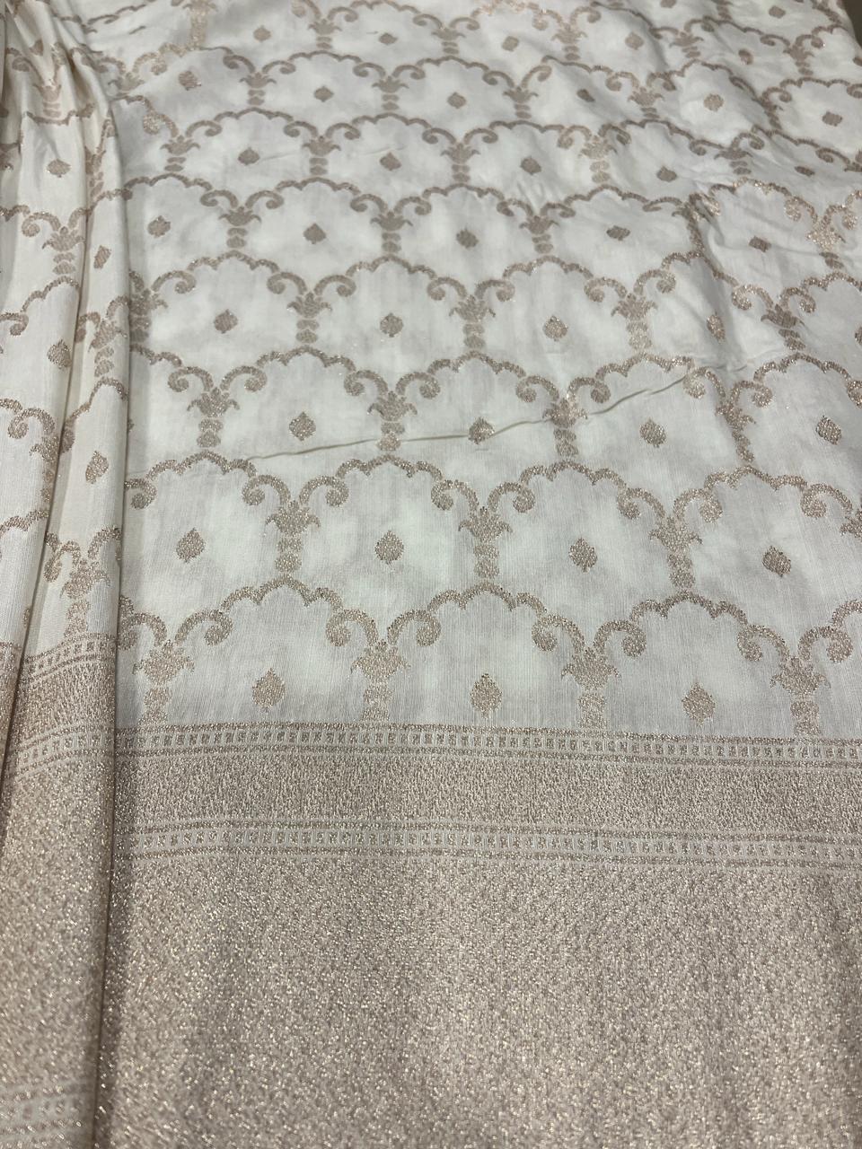 Cream Banarasi Saree | Swathi Nanda Sarees