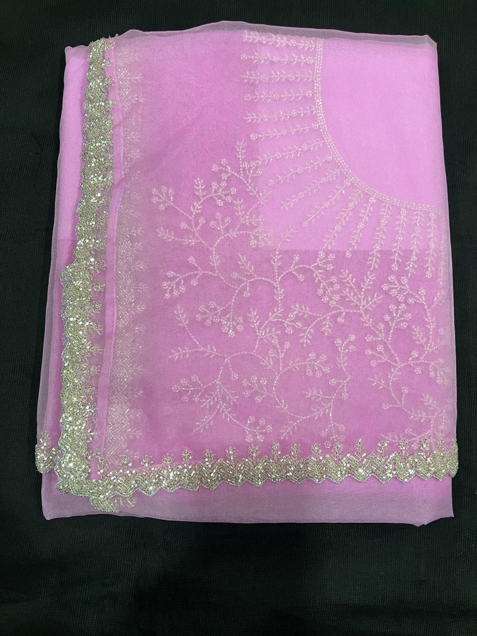 Candy Pink Organza Saree | Swathi Nanda Sarees