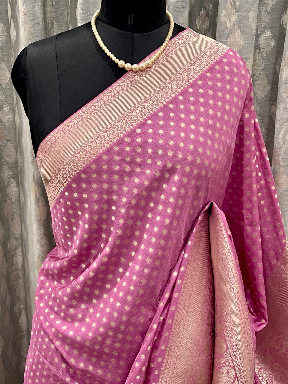 Baby Pink Banarasi Saree | Swathi Nanda Sarees
