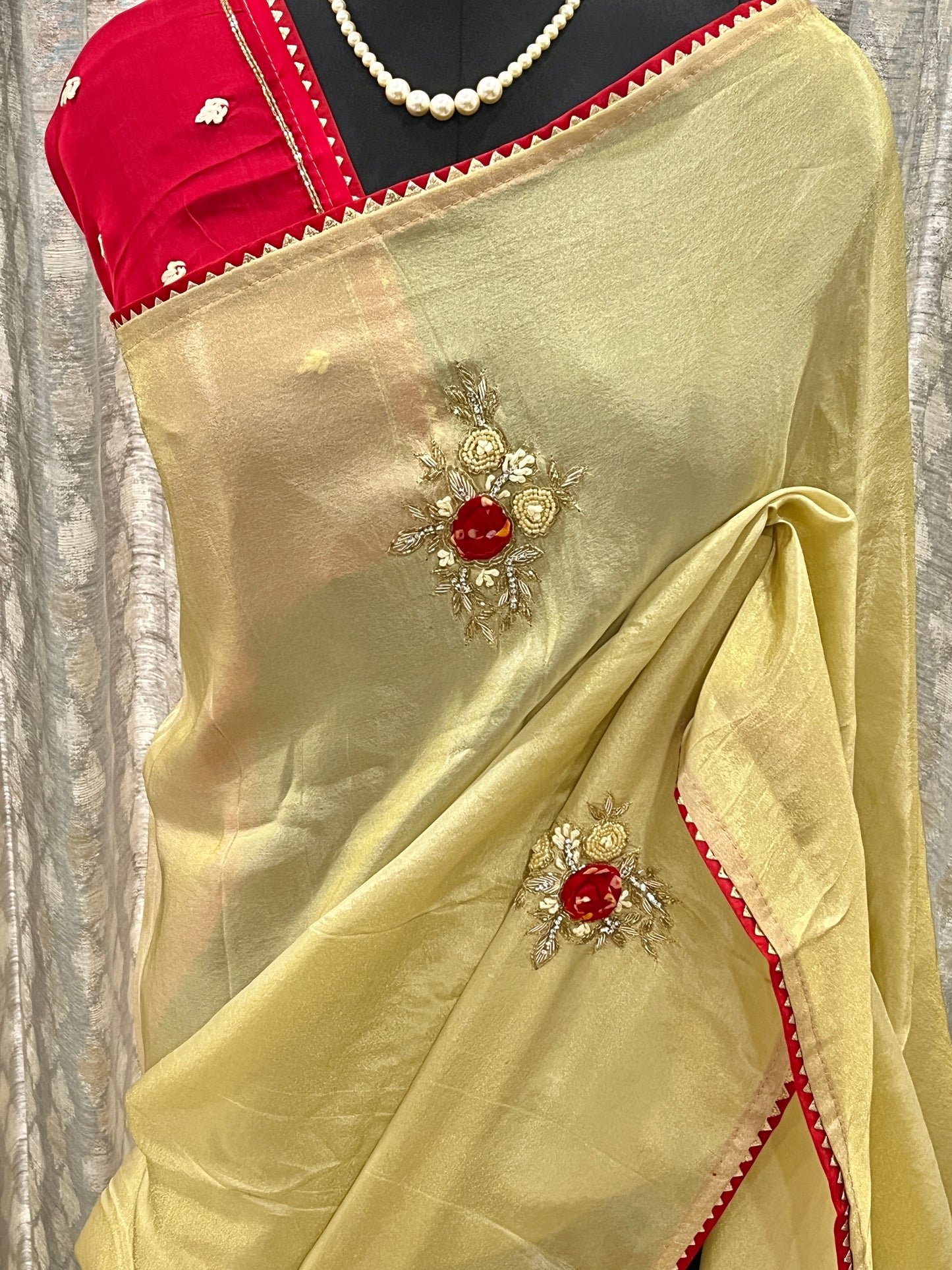Sara Cream Embroided Saree | Swathi Nanda Sarees