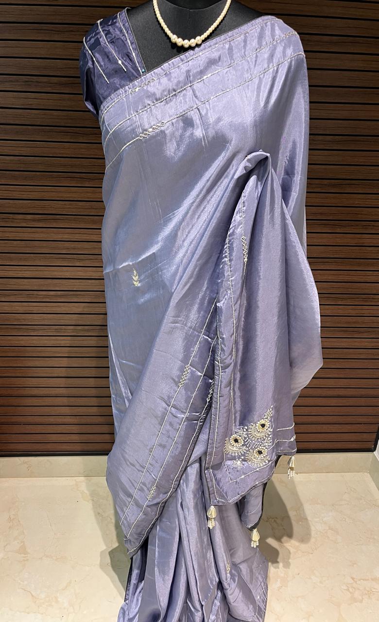Sara Lavender Embroided Saree | Swathi Nanda Sarees