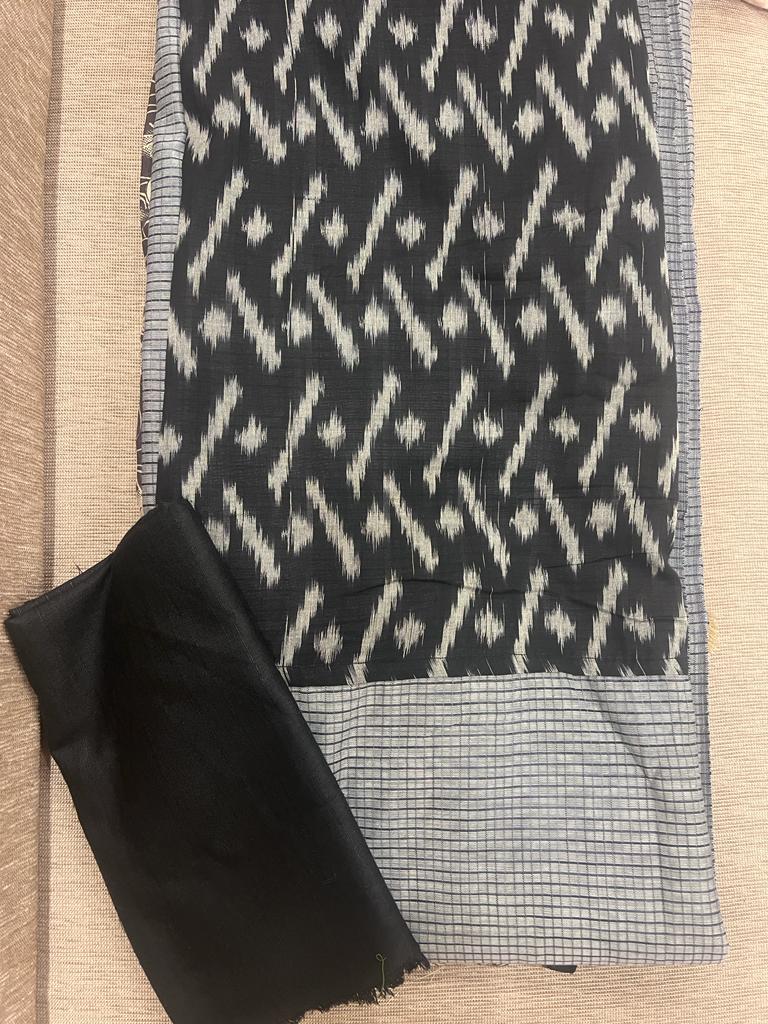 Grey and Black Ikkath Saree | Swathi Nanda Sarees