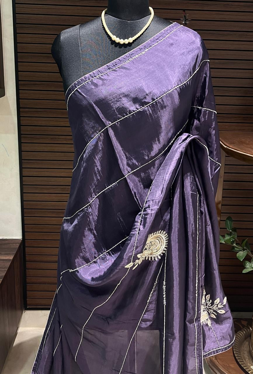 Sara Violet Embroided Saree | Swathi Nanda Sarees