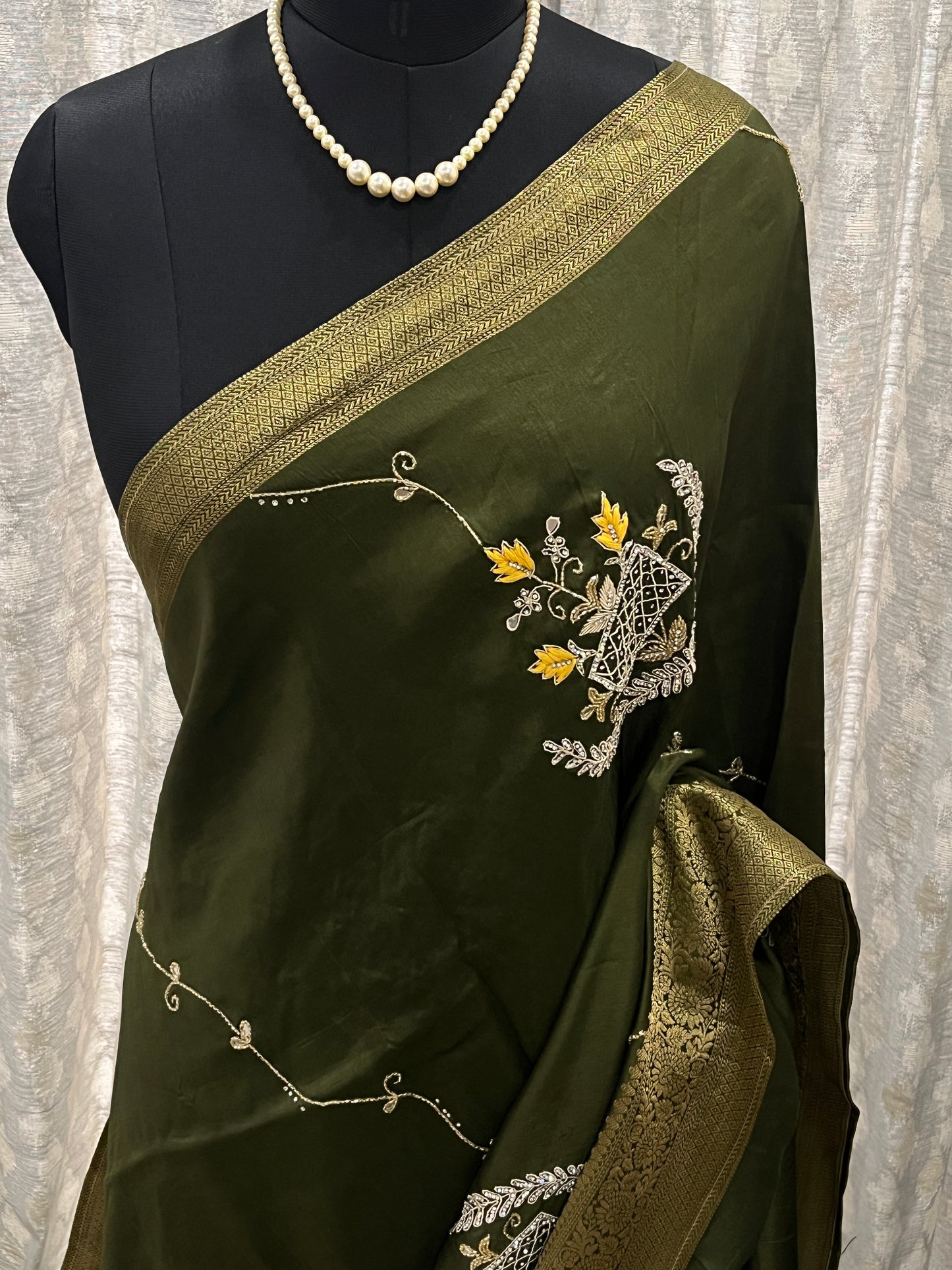 Sara Green Embroided Saree | Swathi Nanda Sarees