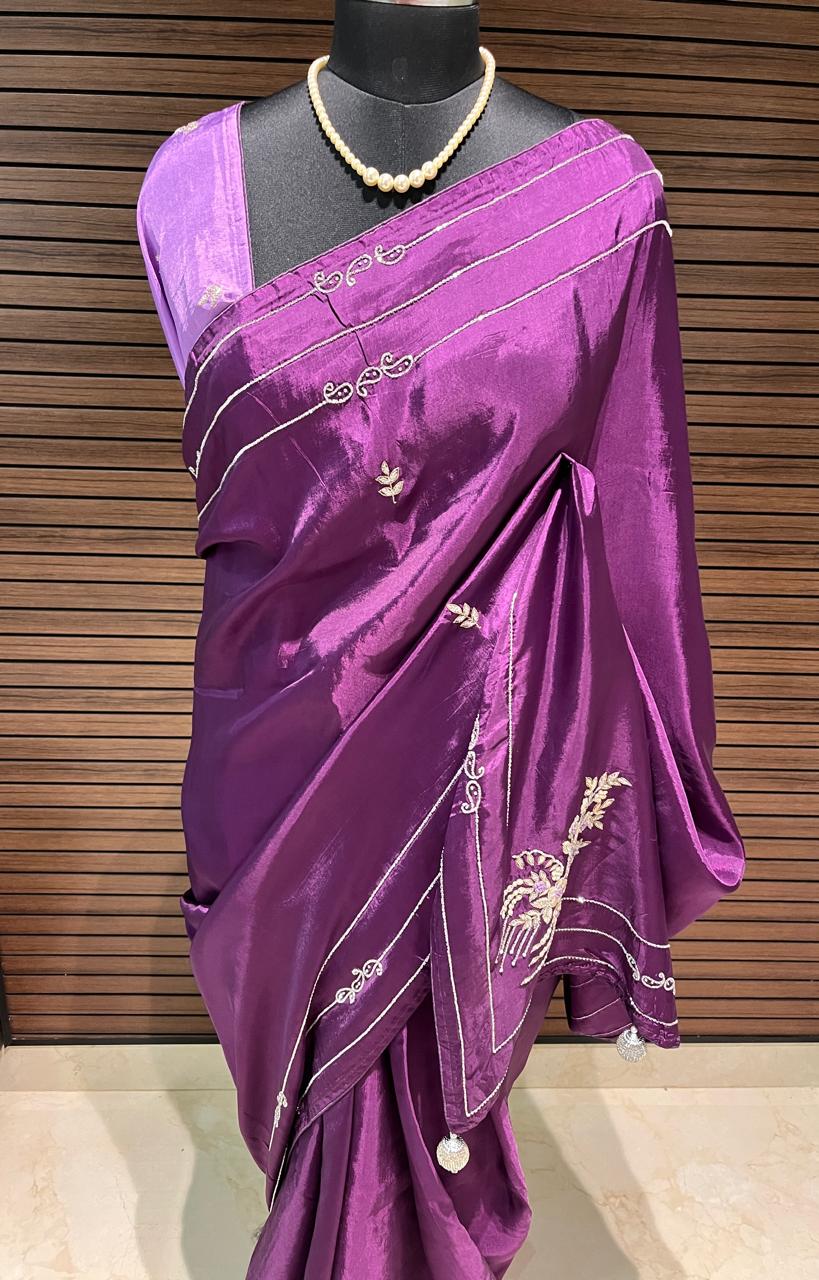 Sara Purple Embroided Saree | Swathi Nanda Sarees
