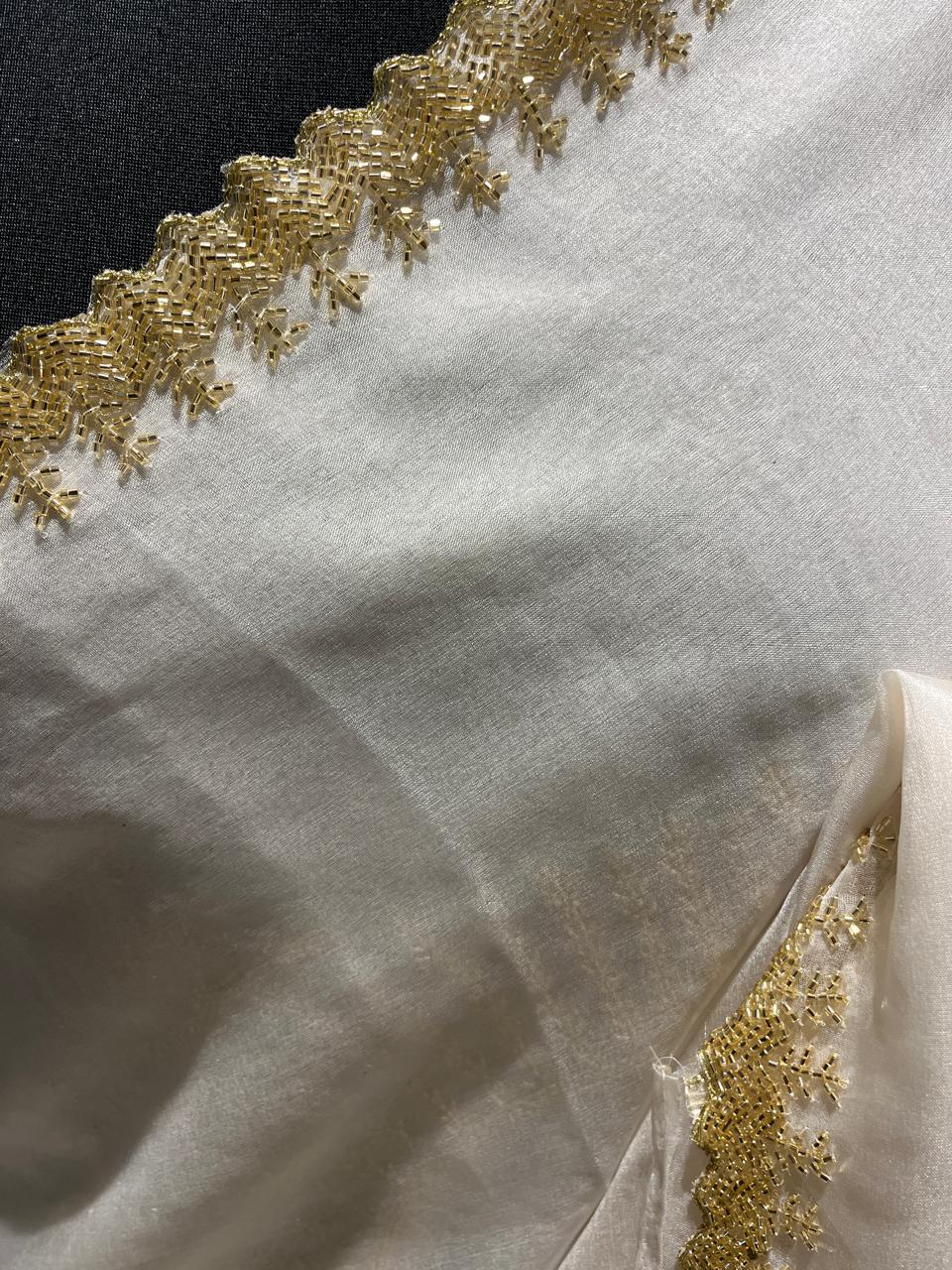 Cream Organza Saree | Swathi Nanda Sarees