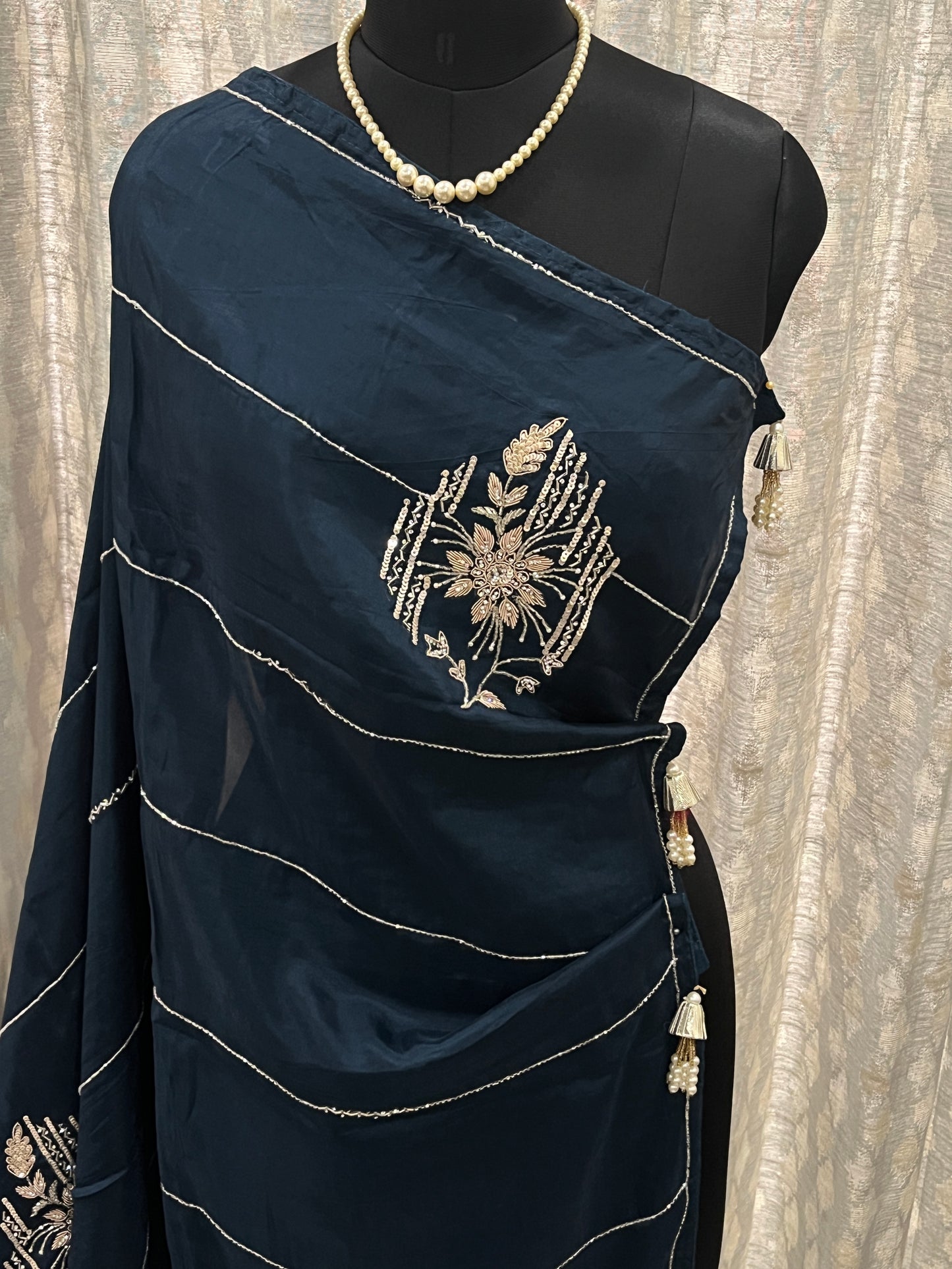Sara Teal Green Embroided Saree | Swathi Nanda Sarees
