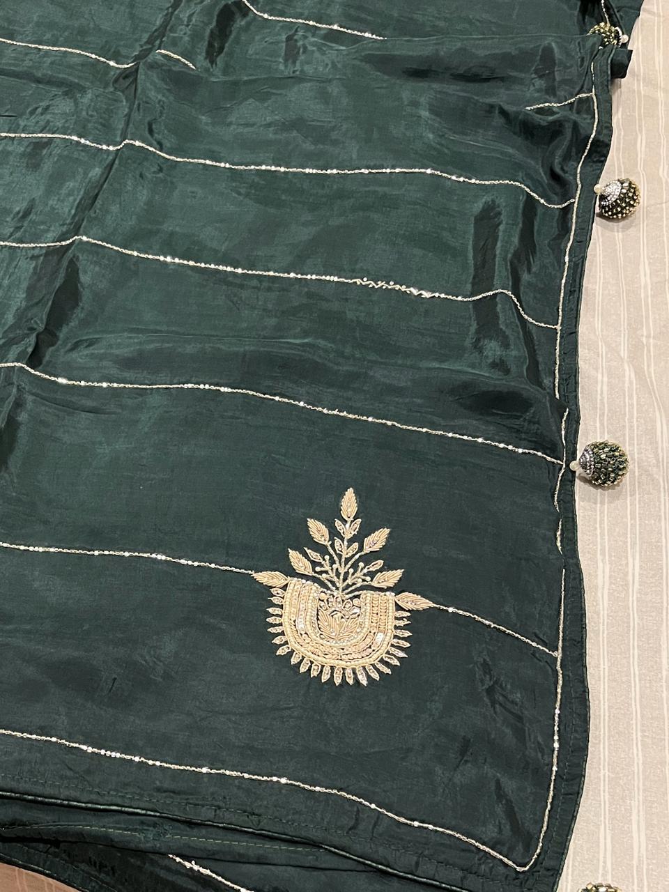 Sara Teal Green Embroided Saree | Swathi Nanda Sarees
