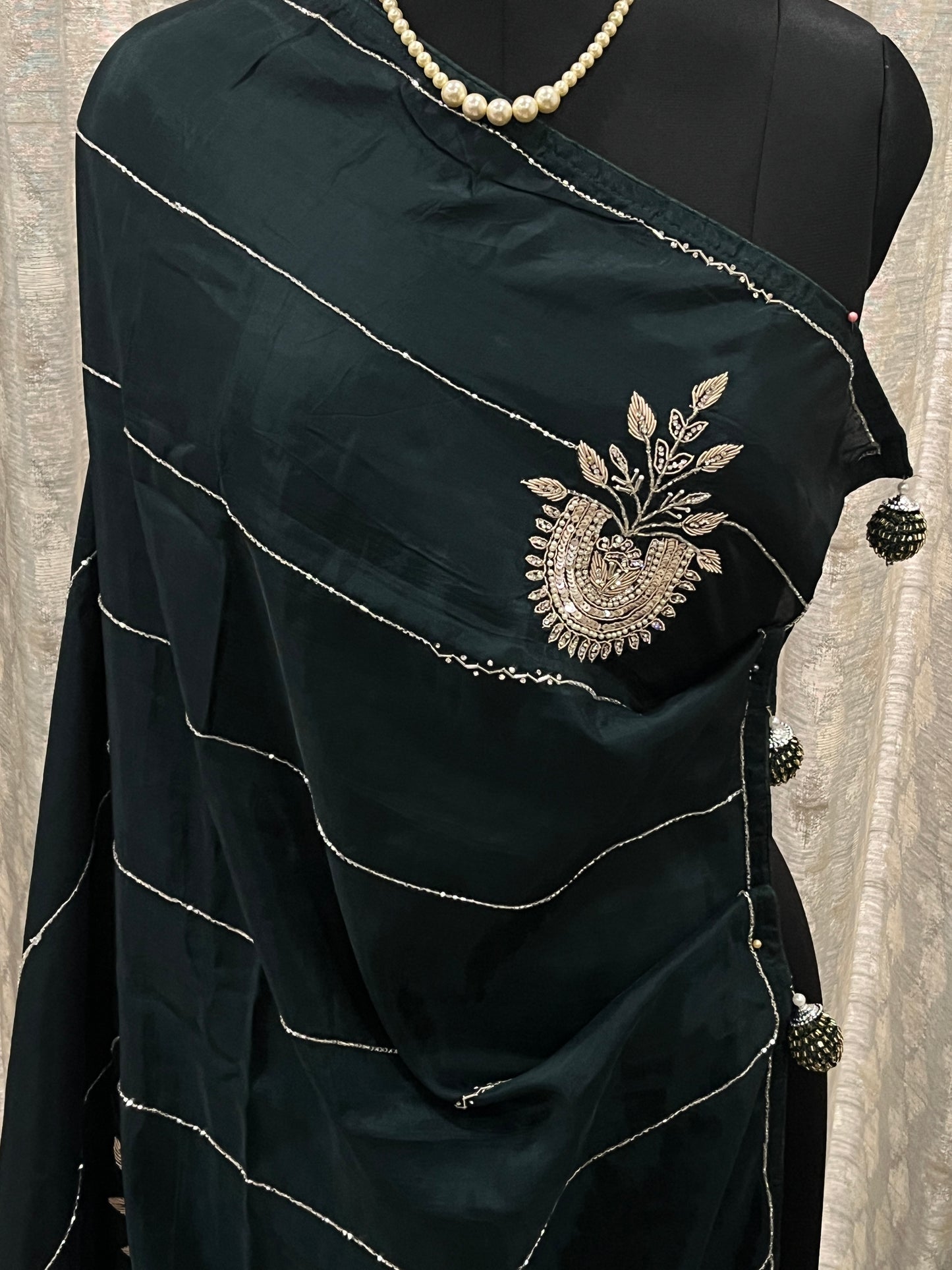 Sara Teal Green Embroided Saree | Swathi Nanda Sarees