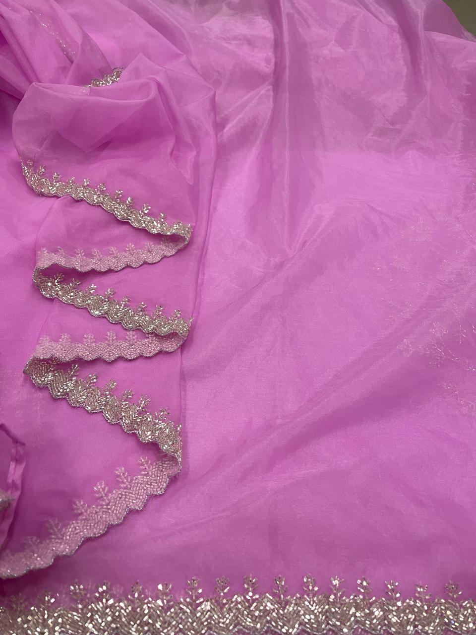Candy Pink Organza Saree | Swathi Nanda Sarees