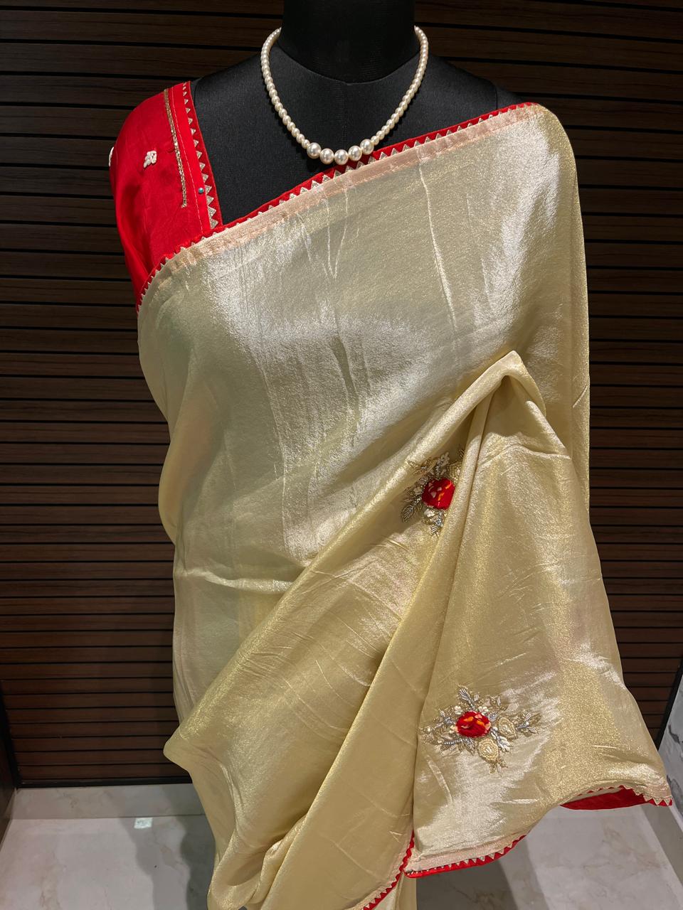 Sara Cream Embroided Saree | Swathi Nanda Sarees