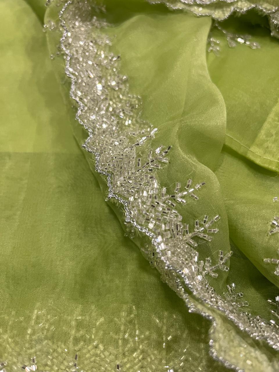 Green Organza Saree | Swathi Nanda Sarees