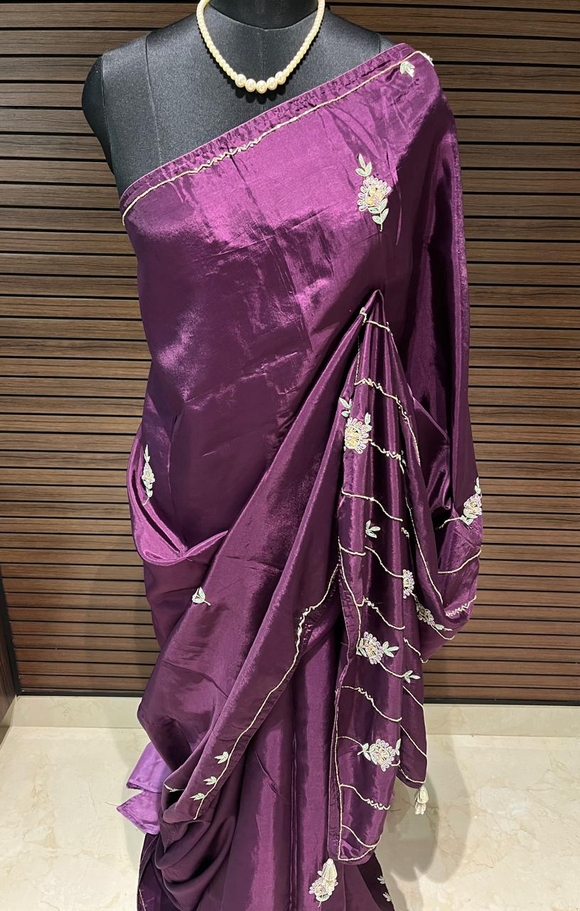 Sara Purple Embroided Saree | Swathi Nanda Sarees