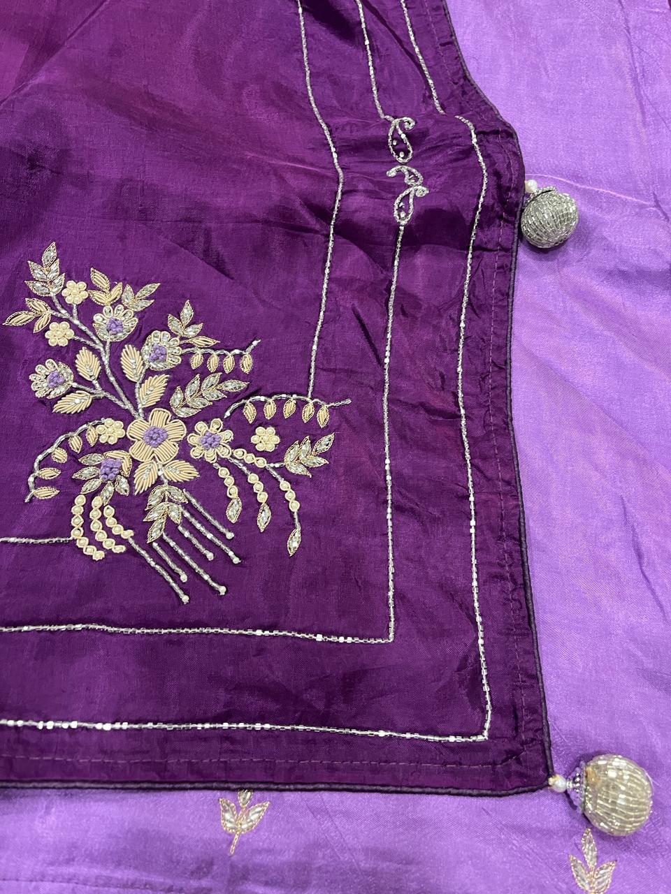 Sara Purple Embroided Saree | Swathi Nanda Sarees