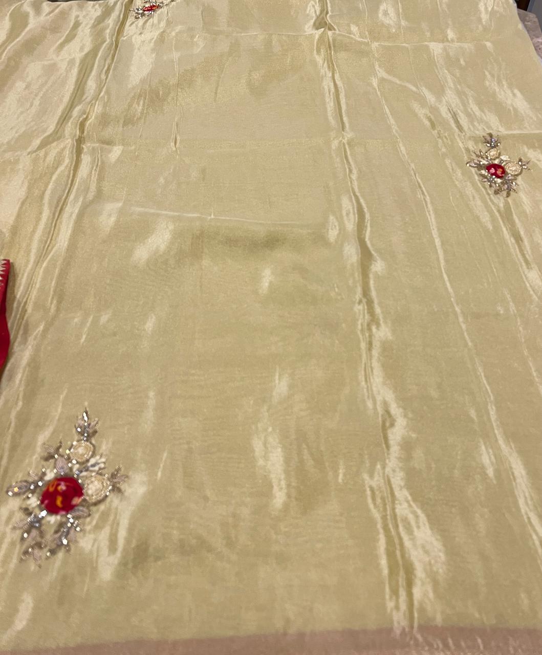 Sara Cream Embroided Saree | Swathi Nanda Sarees