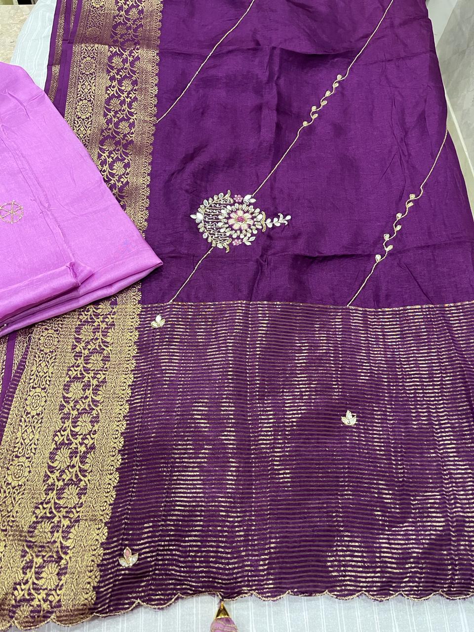 Sara Purple Embroided Saree | Swathi Nanda Sarees