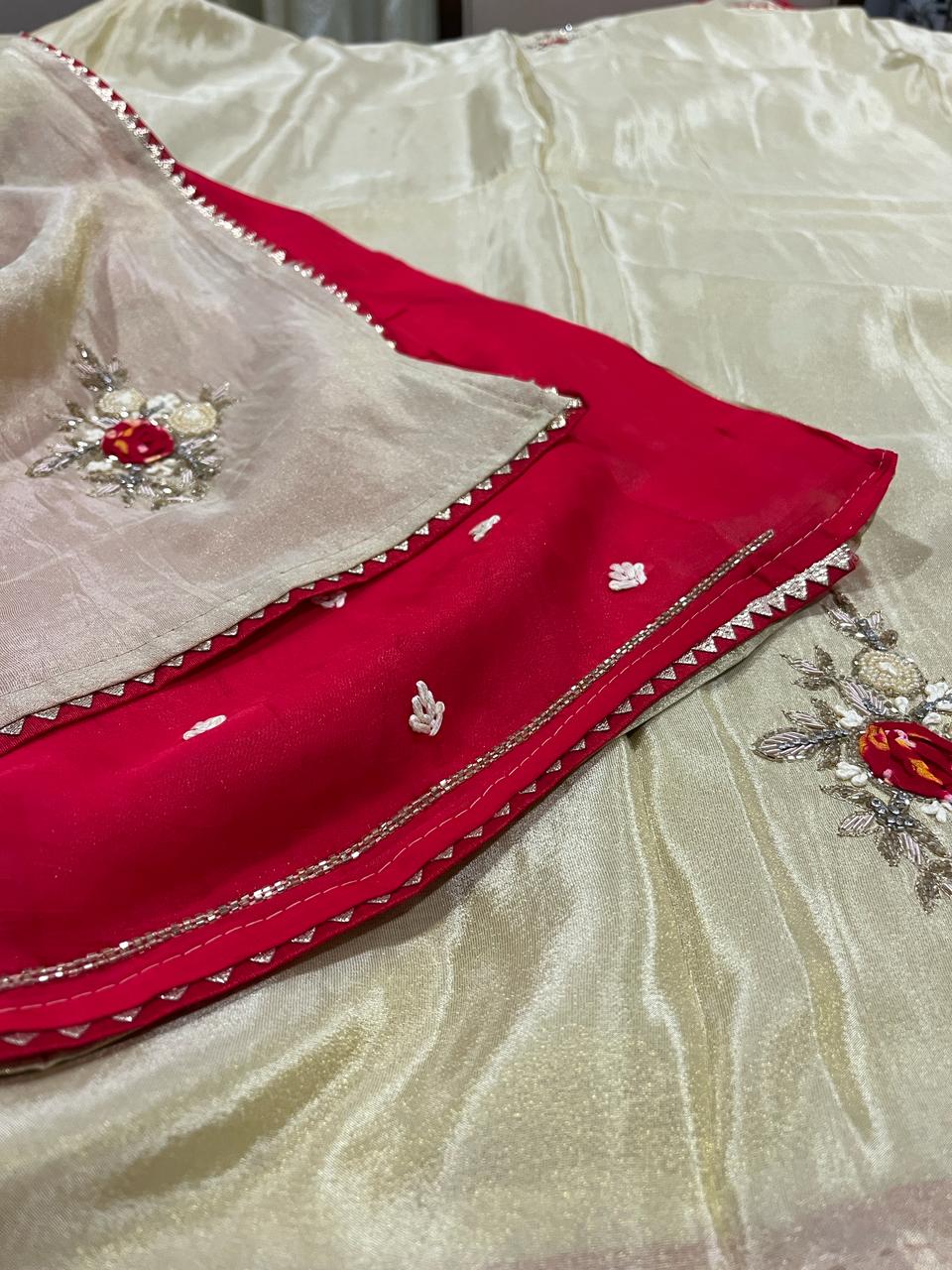 Sara Cream Embroided Saree | Swathi Nanda Sarees
