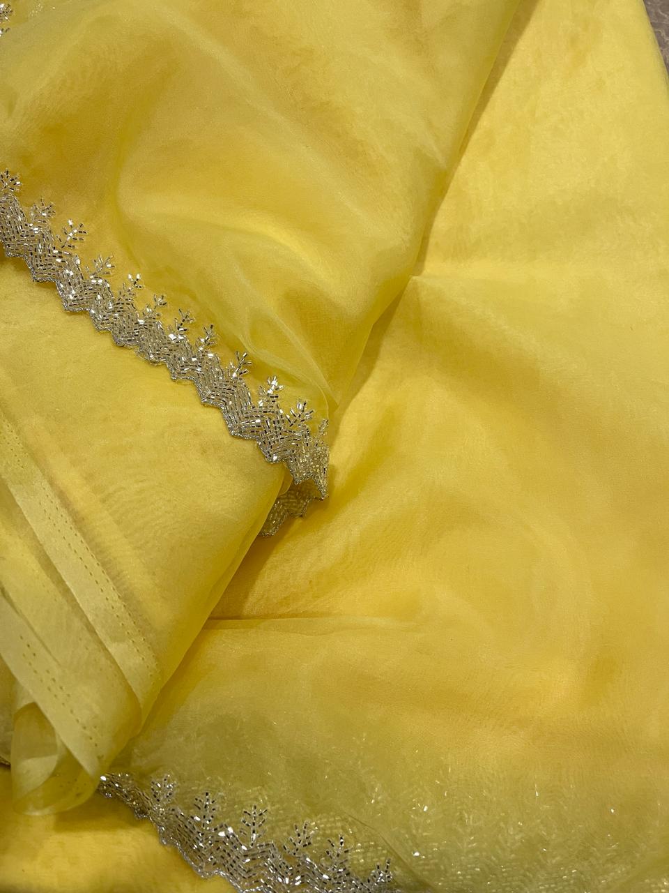 Yellow Organza Saree | Swathi Nanda Sarees