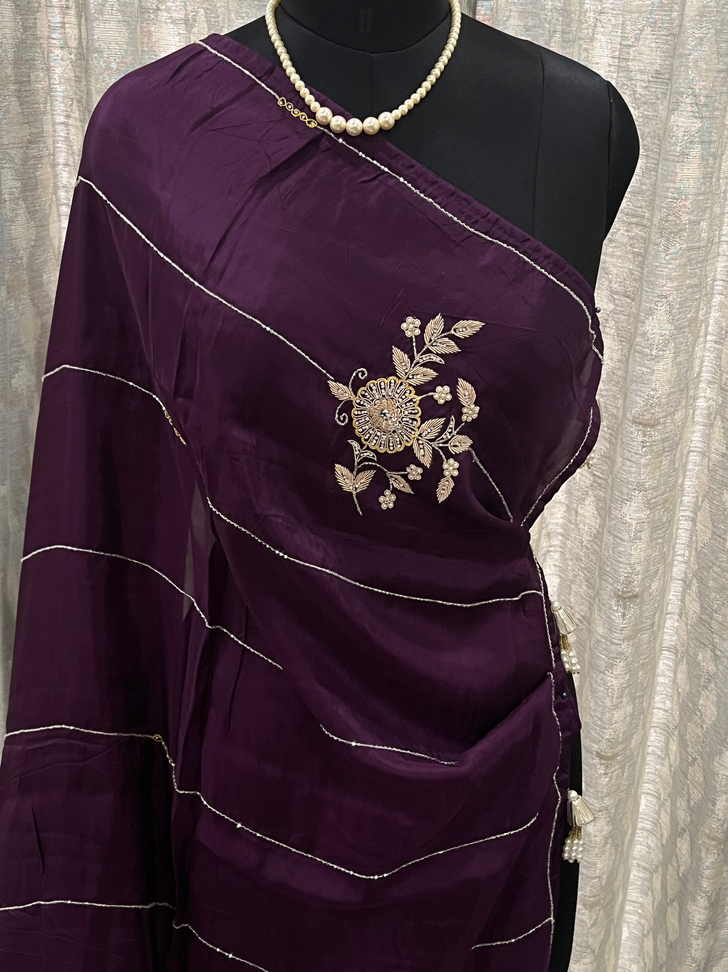 Sara Purple Embroided Saree | Swathi Nanda Sarees