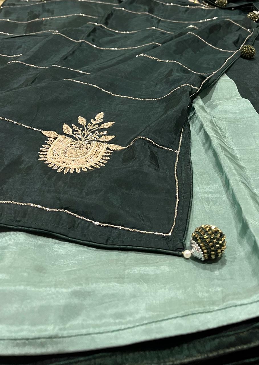 Sara Teal Green Embroided Saree | Swathi Nanda Sarees