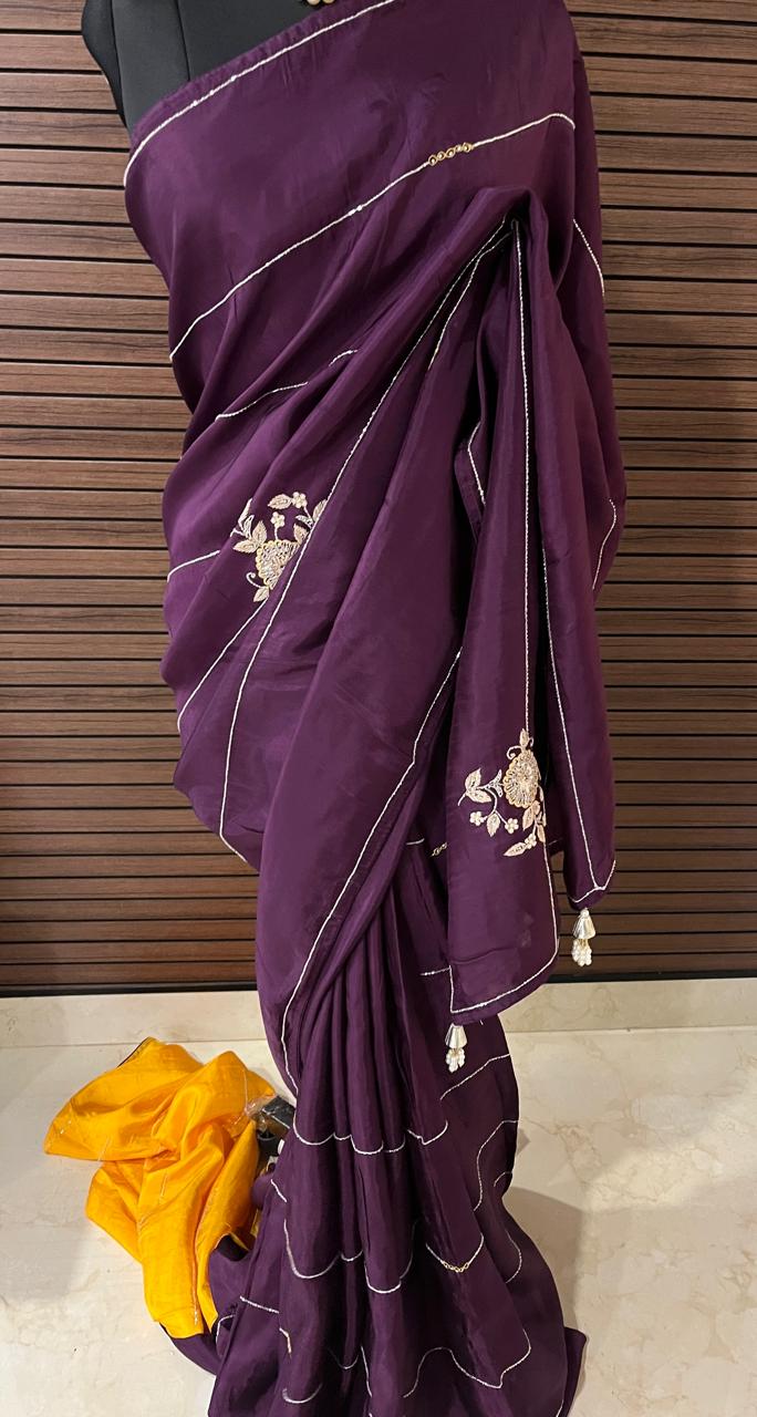 Sara Purple Embroided Saree | Swathi Nanda Sarees
