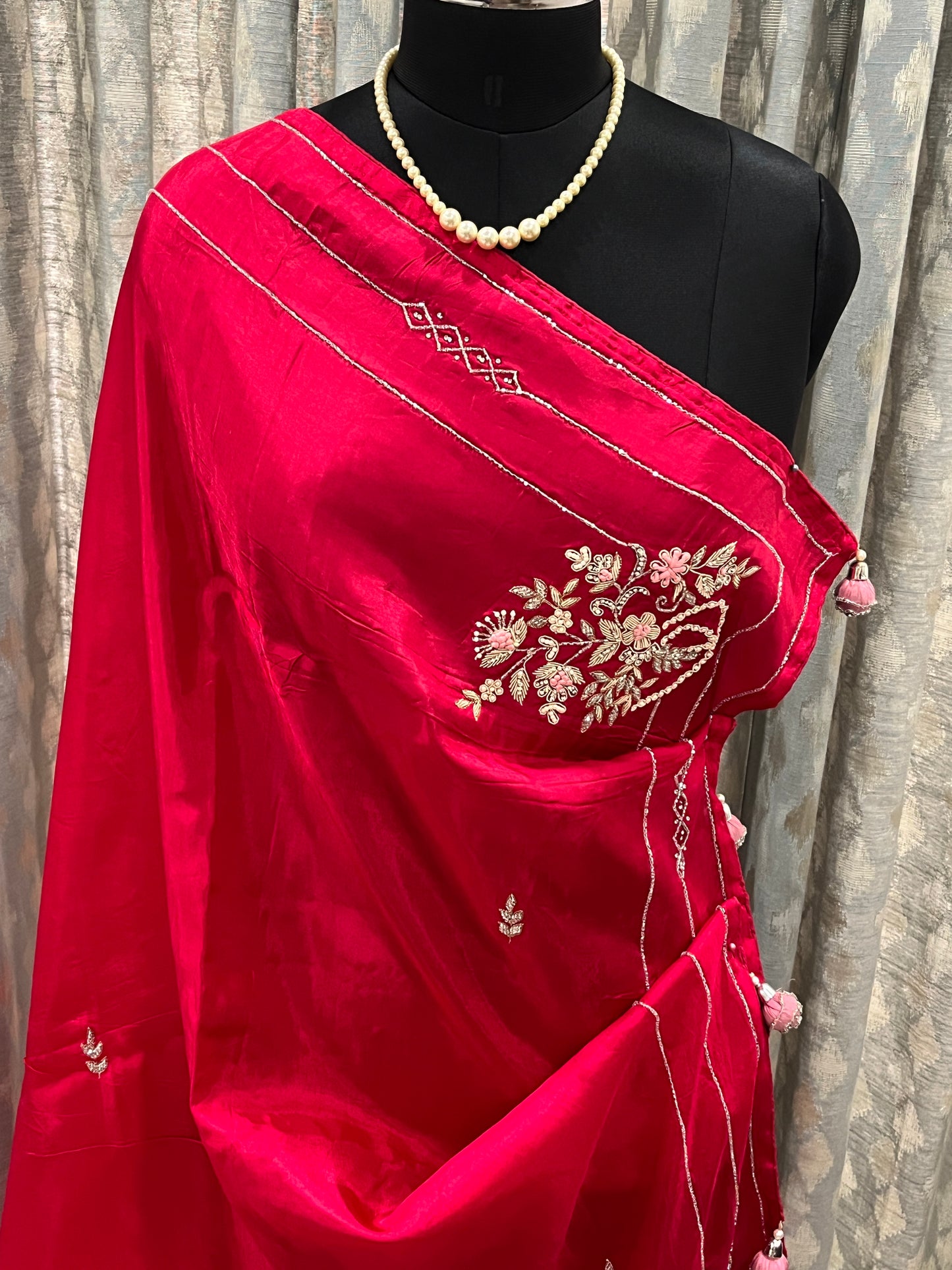 Sara Red Embroided Saree | Swathi Nanda Sarees