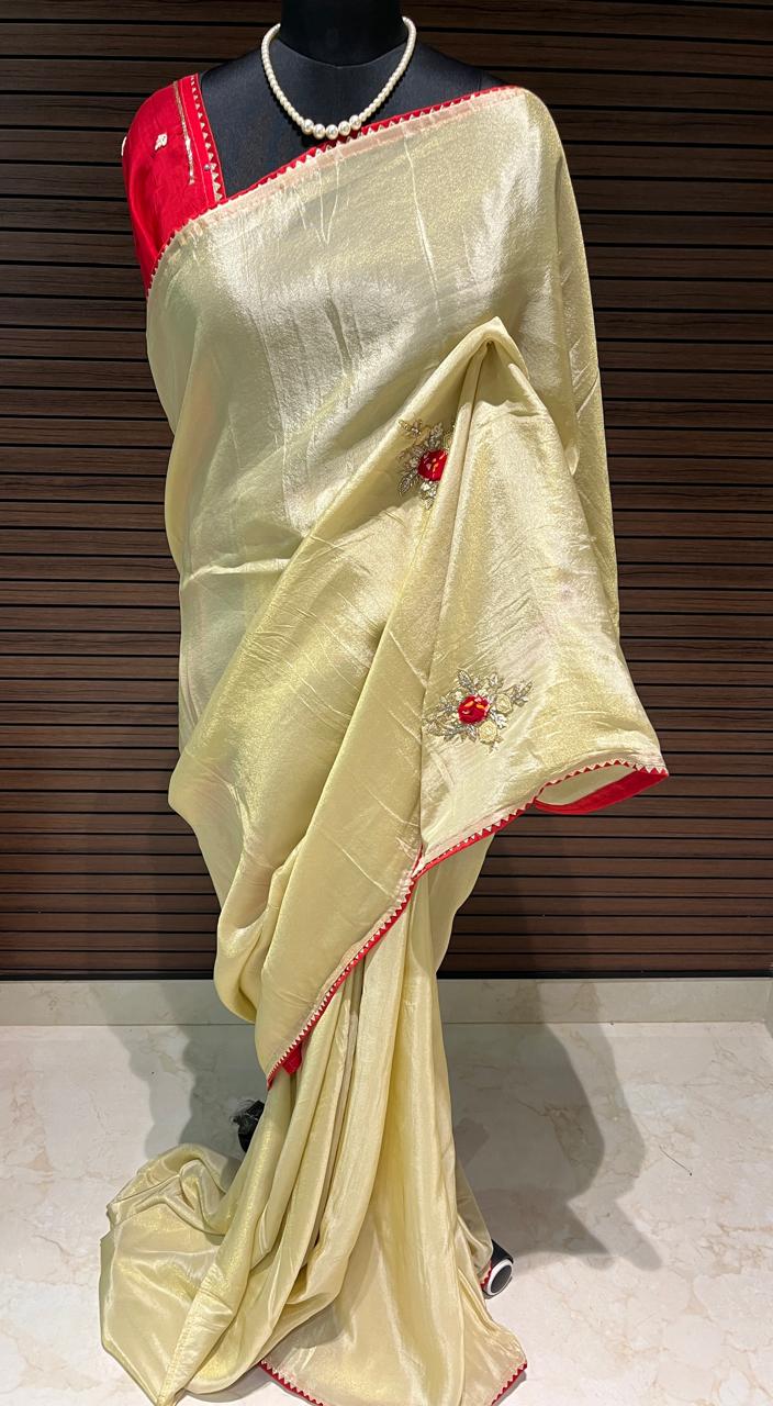 Sara Cream Embroided Saree | Swathi Nanda Sarees