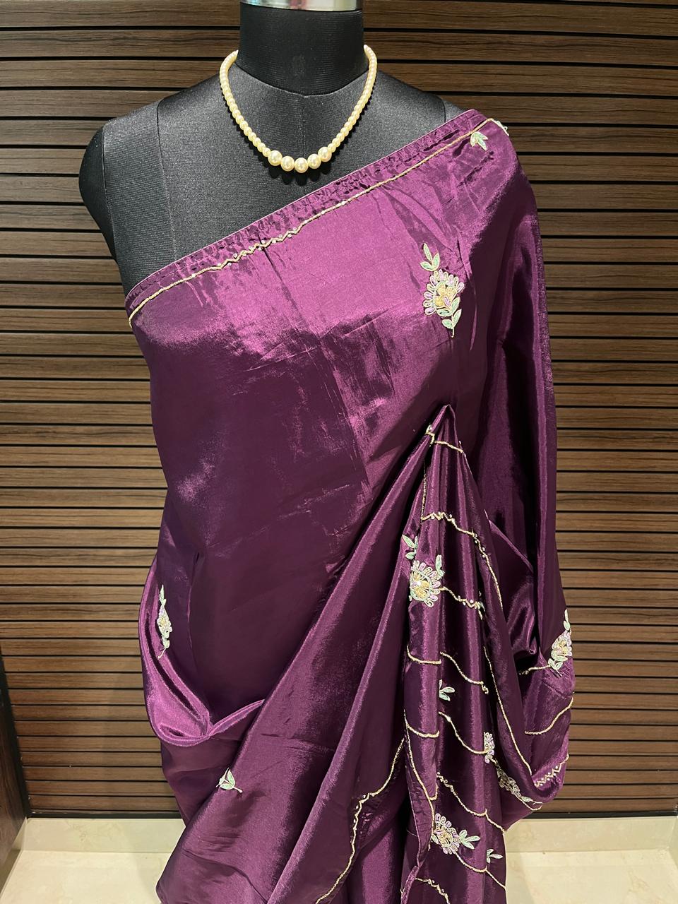Sara Purple Embroided Saree | Swathi Nanda Sarees