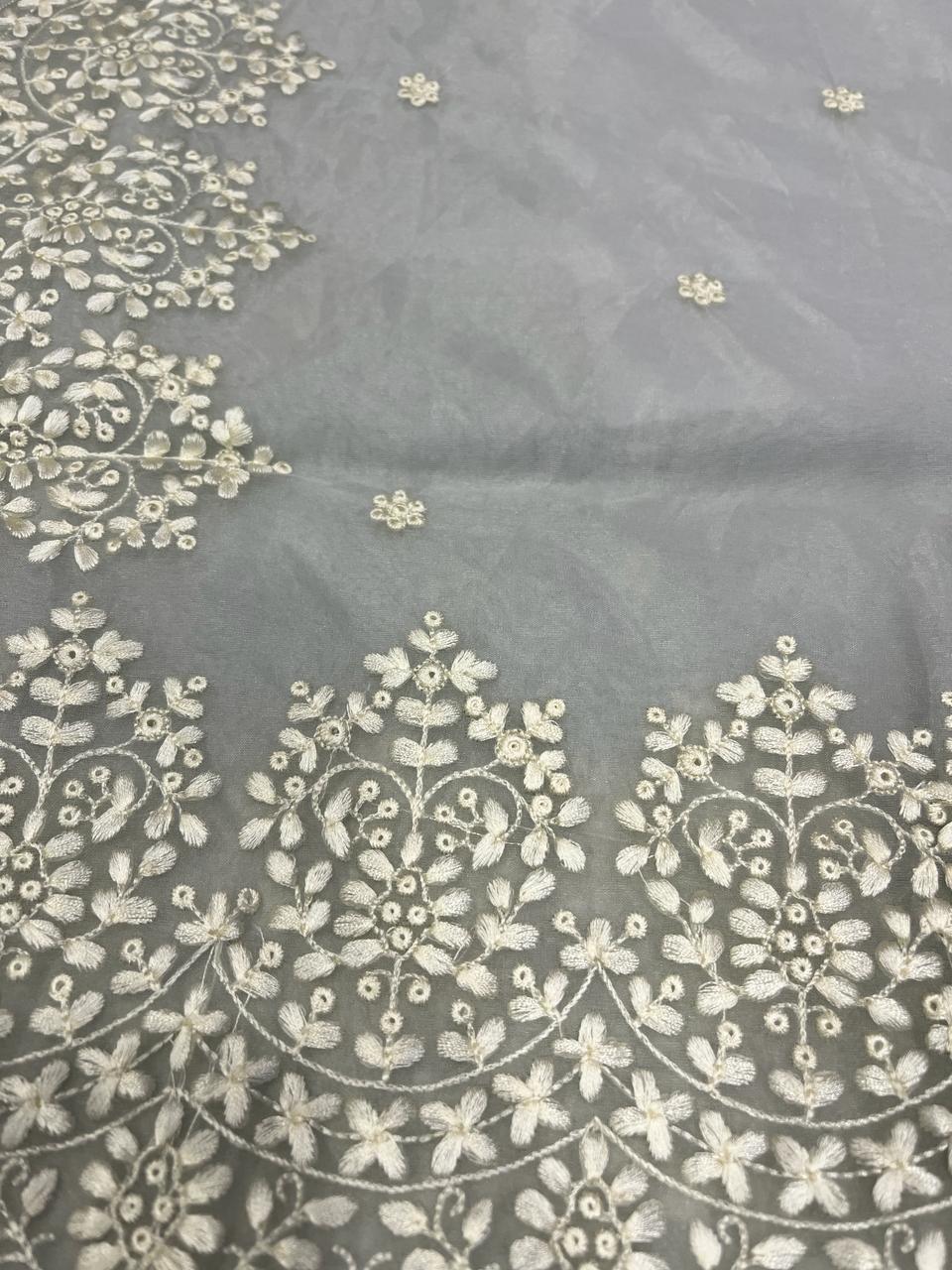 Grey Organza Saree