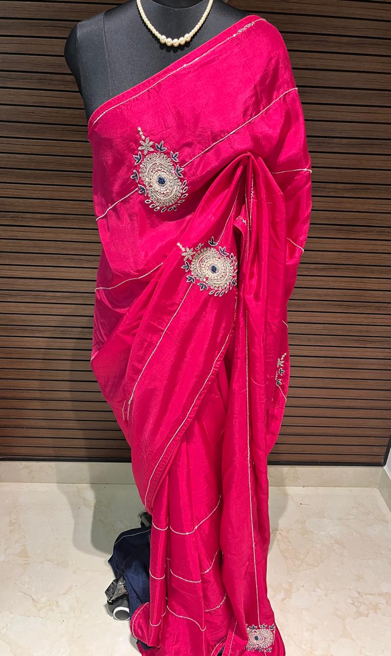 Sara Pink Embroided Saree | Swathi Nanda Sarees
