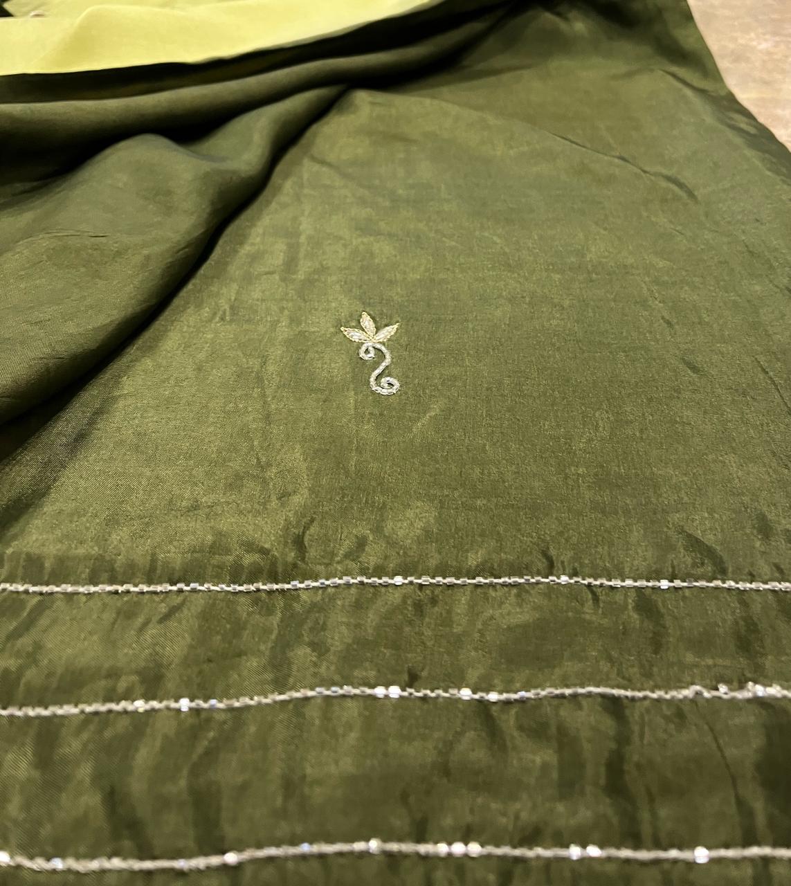Sara Mehendi Green Embroided Saree | Swathi Nanda Sarees