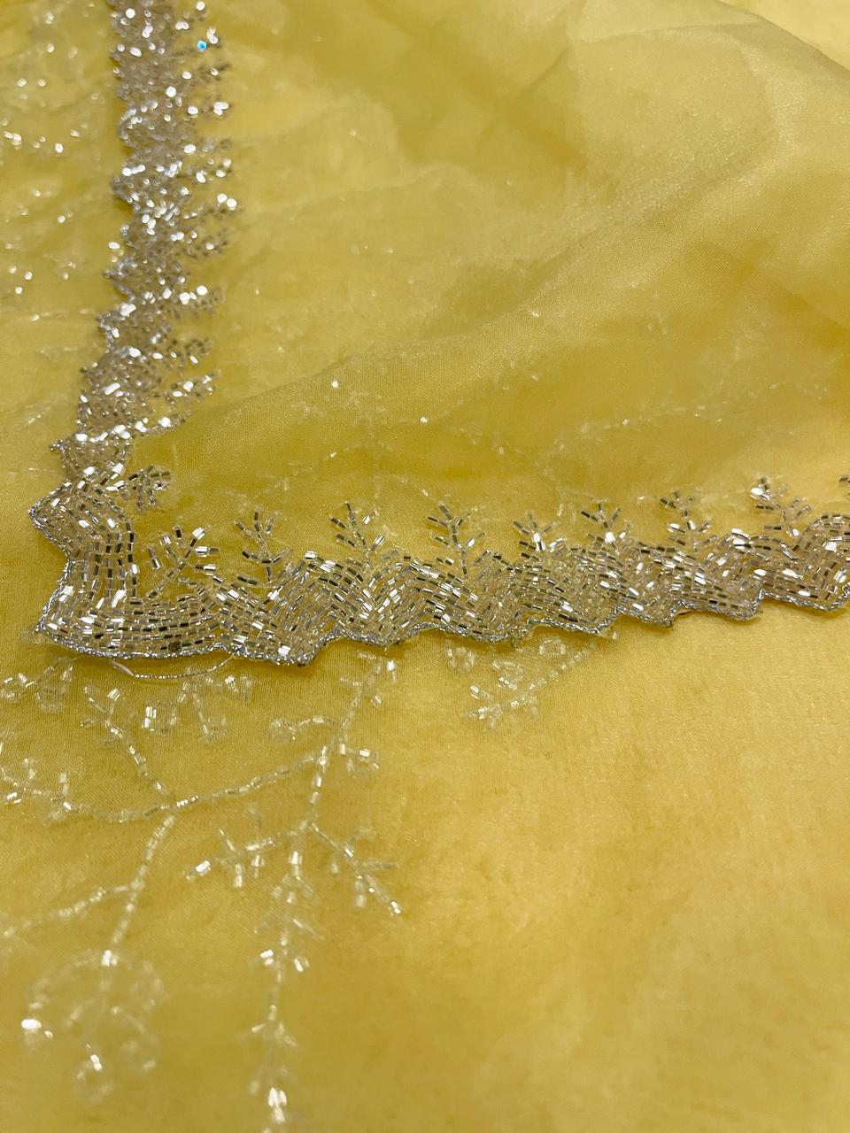 Yellow Organza Saree | Swathi Nanda Sarees
