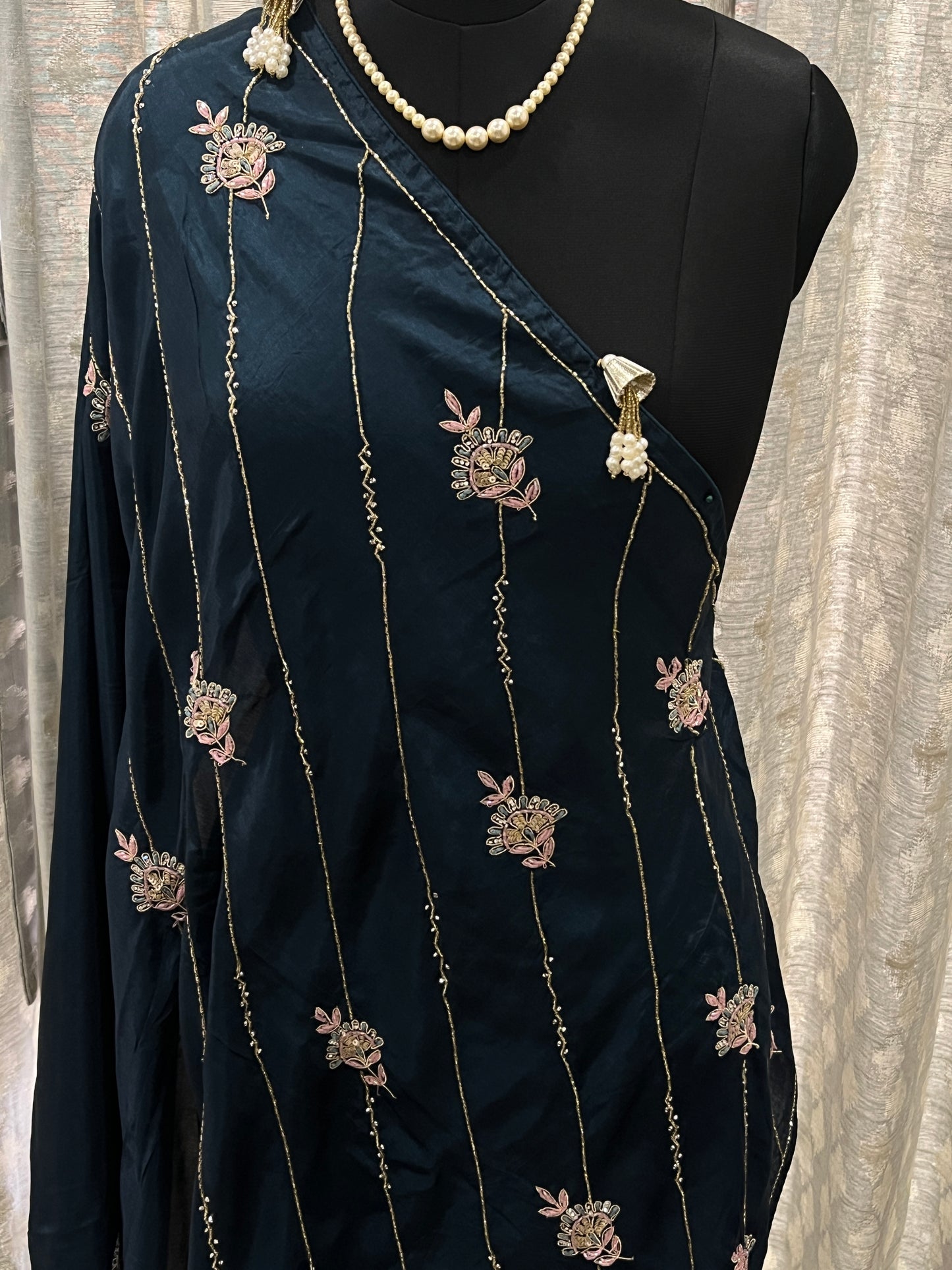 Sara Teal Green Embroided Saree | Swathi Nanda Sarees