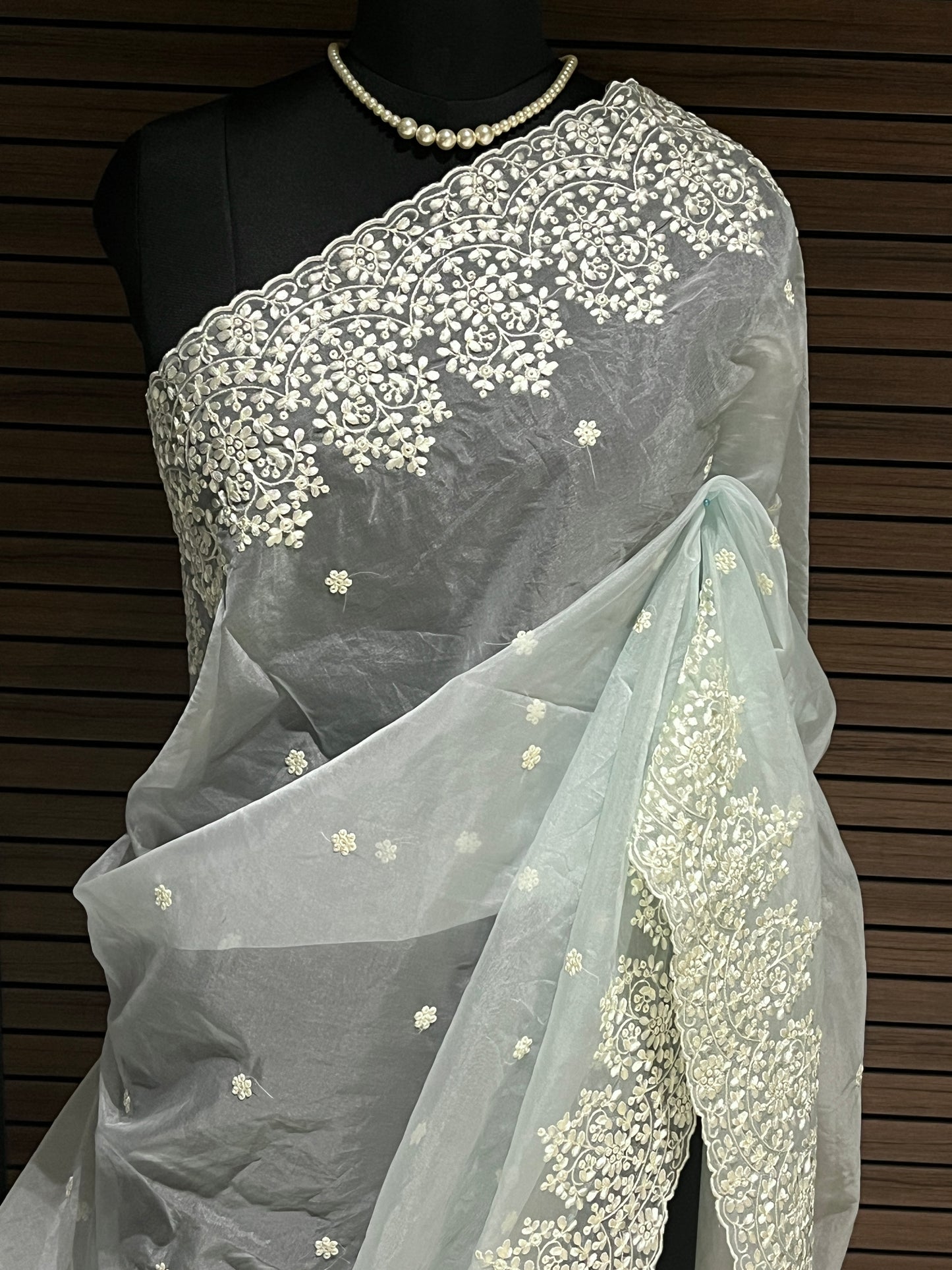 Maya Powder Blue Organza Saree | Swathi Nanda Sarees
