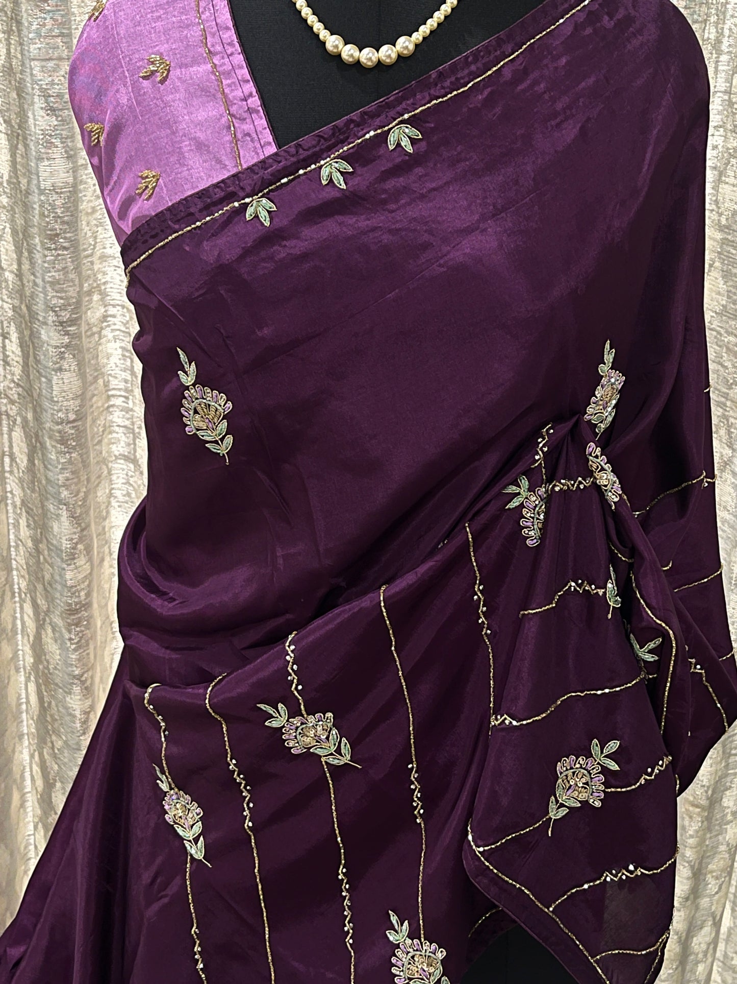 Sara Purple Embroided Saree | Swathi Nanda Sarees