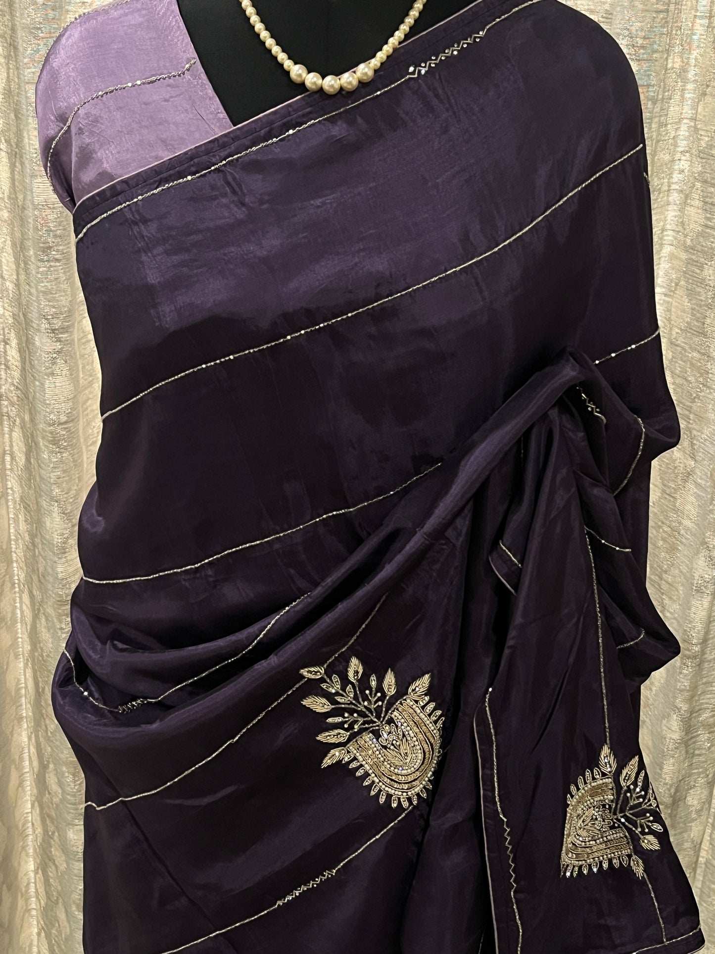 Sara Violet Embroided Saree | Swathi Nanda Sarees