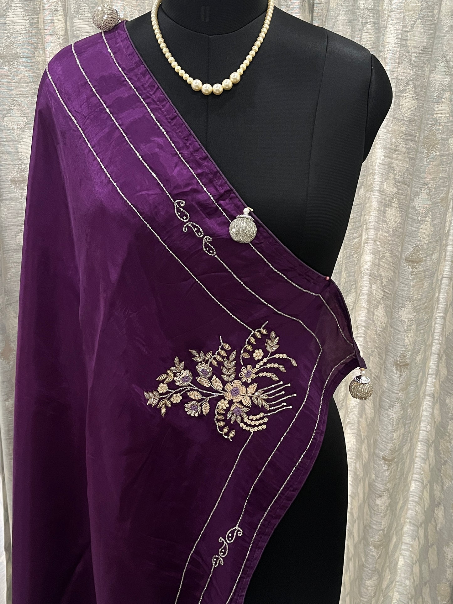 Sara Purple Embroided Saree | Swathi Nanda Sarees