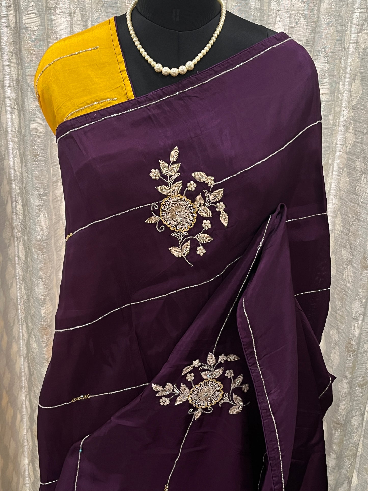 Sara Purple Embroided Saree | Swathi Nanda Sarees
