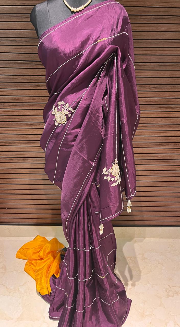 Sara Purple Embroided Saree | Swathi Nanda Sarees