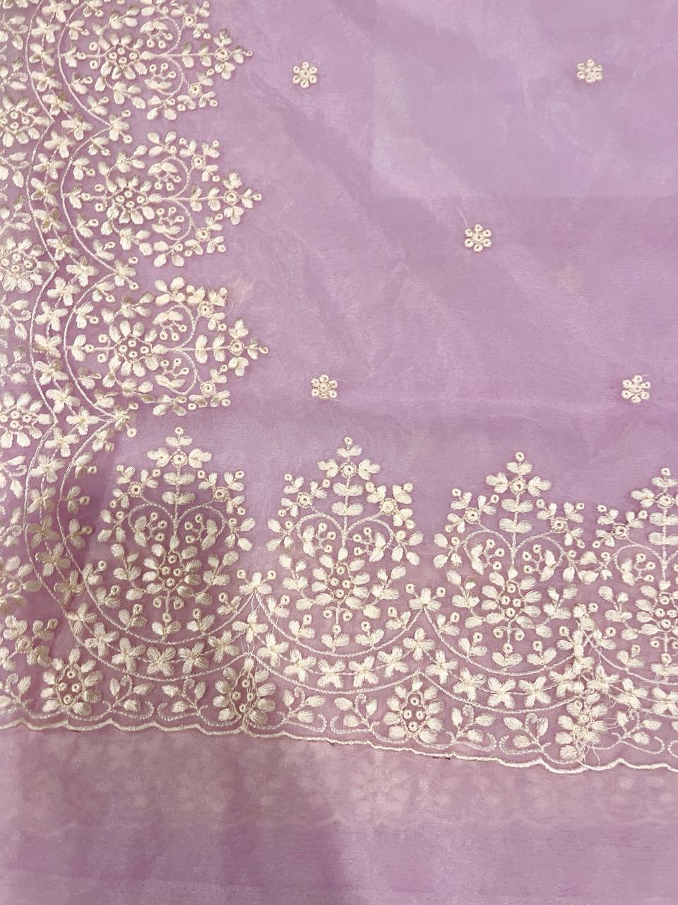 Lavender Organza Saree