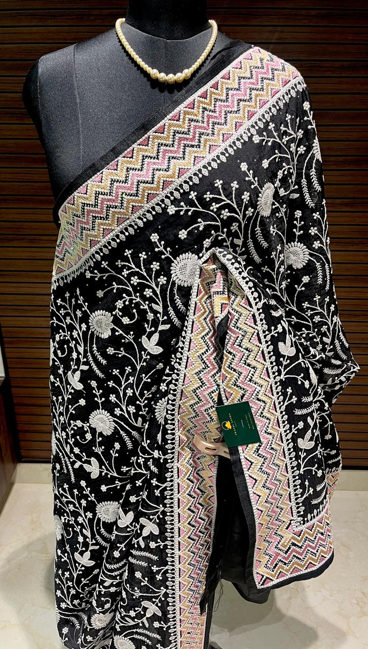Sia Black embroidered Organza Saree | Swathi Nanda Saree