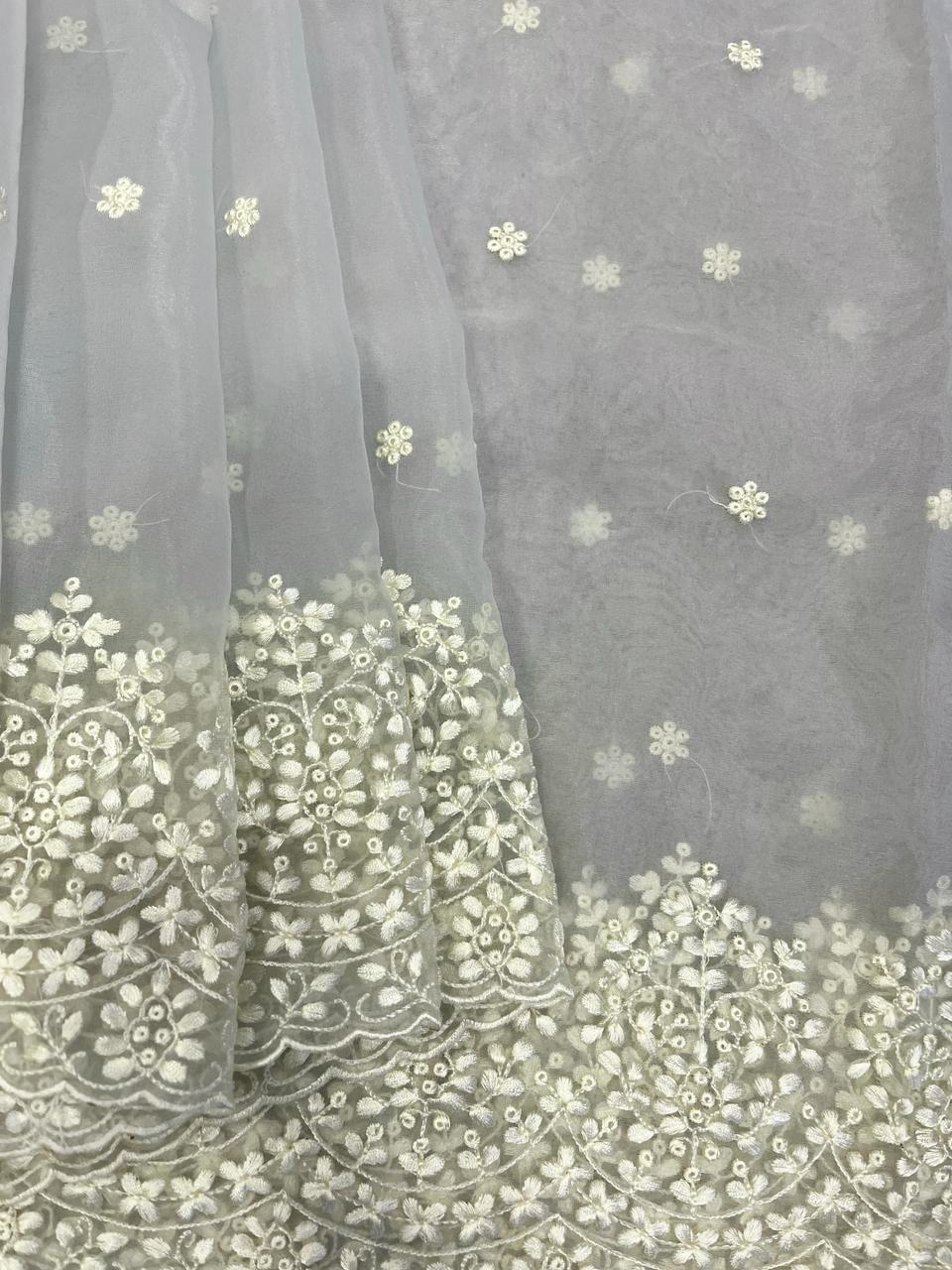 Grey Organza Saree